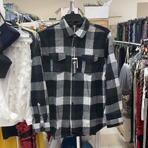 Black/grey plaid flannel shirt